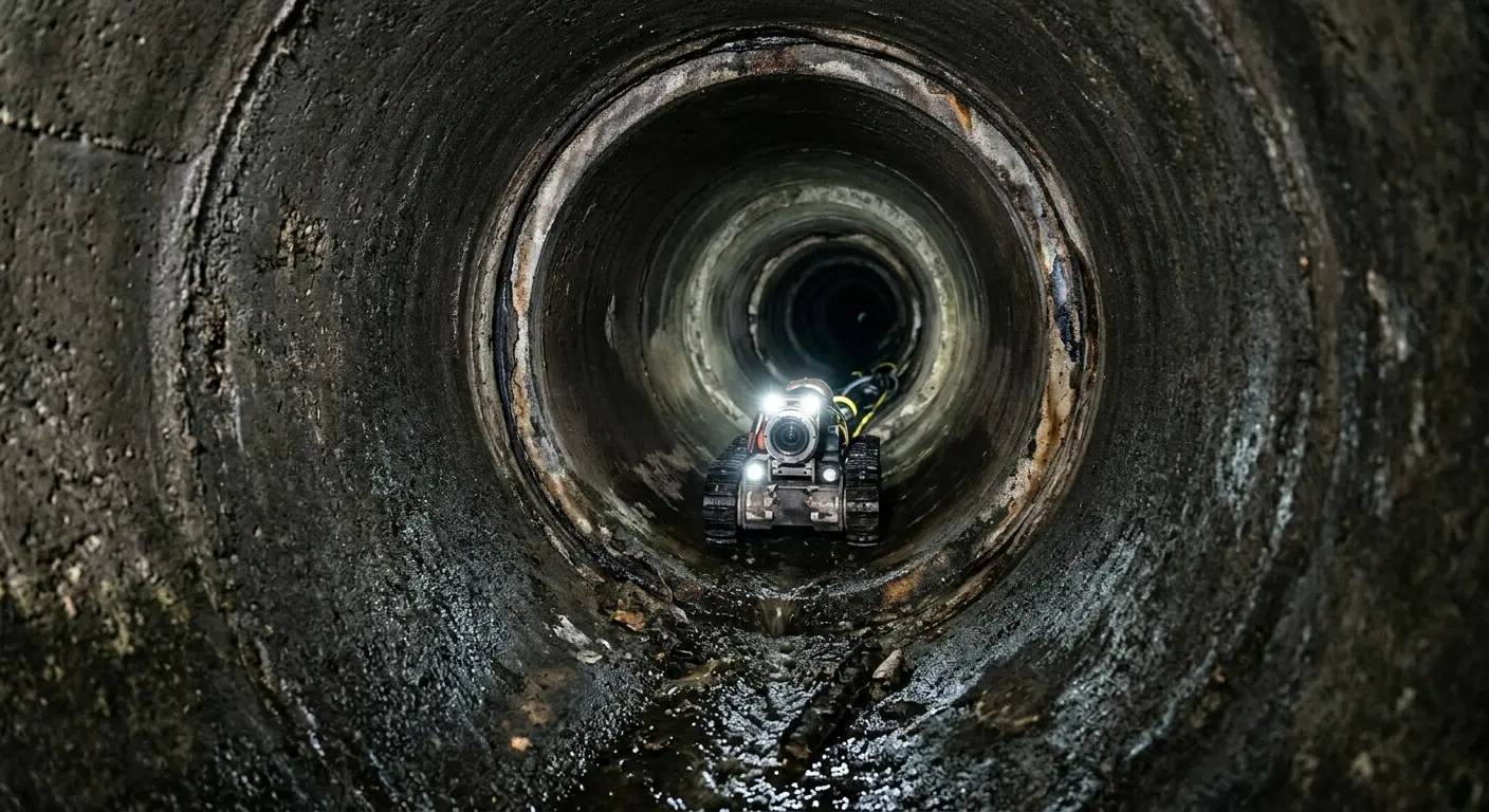 Robotic sewer camera inspecting pipe interior for Drain Snake Service in McMinnville